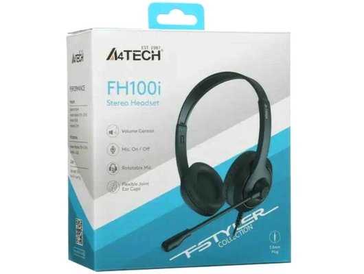 Наушники с микрофоном проводные A4Tech Fstyler FH100i черный (FH100I (STONE BLACK))